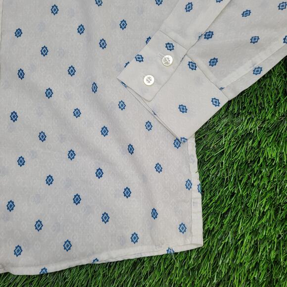 Vintage 80s Disco Hippie Shirt Women Large 20x25 Polka-Dot - Picture 3 of 10